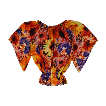 Orange Floral Blouse