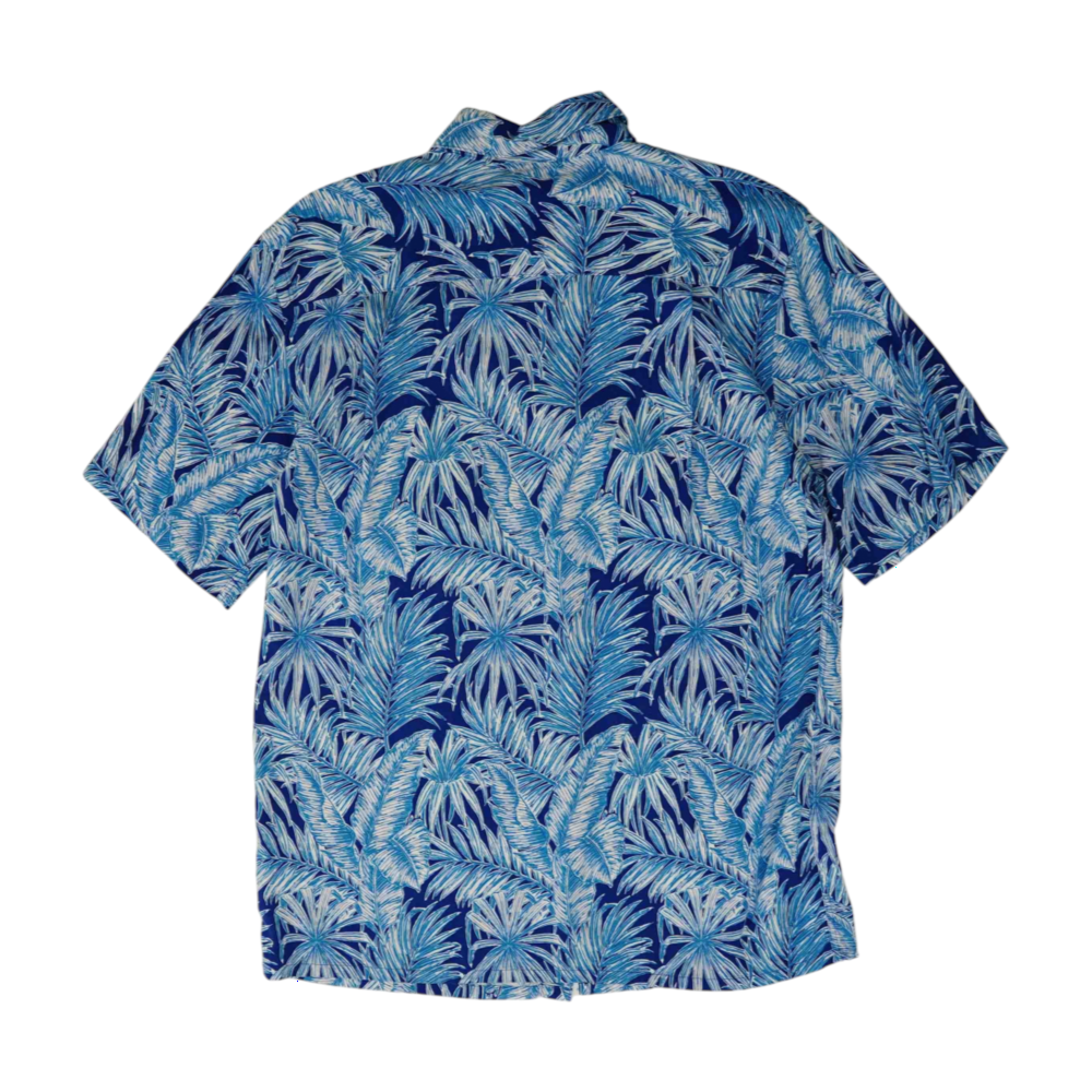 Blue Tropical Short Sleeve Button Down