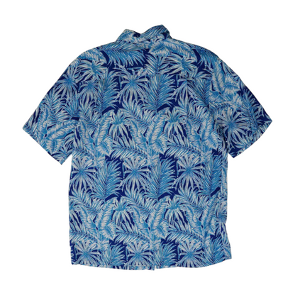 Blue Tropical Short Sleeve Button Down