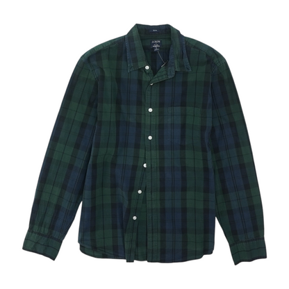 Green Plaid Long Sleeve Button Down