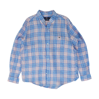 Pink Plaid Long Sleeve Button Down