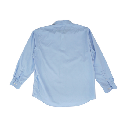 Blue Solid Long Sleeve Button Down