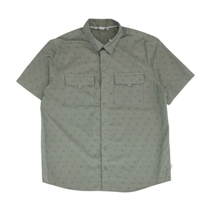 Green Print Short Sleeve Button Down
