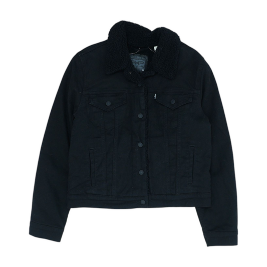 Black Solid Denim Jacket