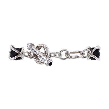 Sterling Silver Onyx Beaded Bracelet