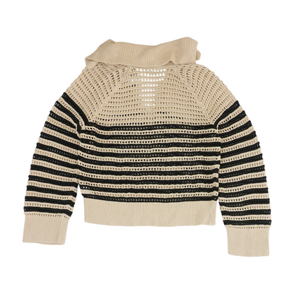 Beige Striped Pullover Sweater