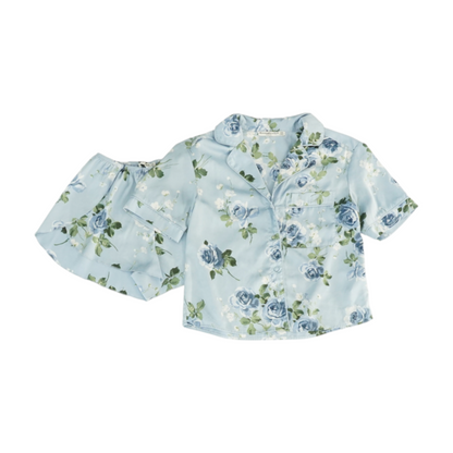 Blue Floral Pajama Set