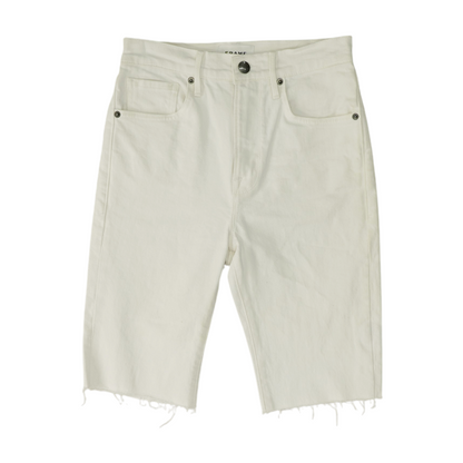 White Solid Denim Shorts