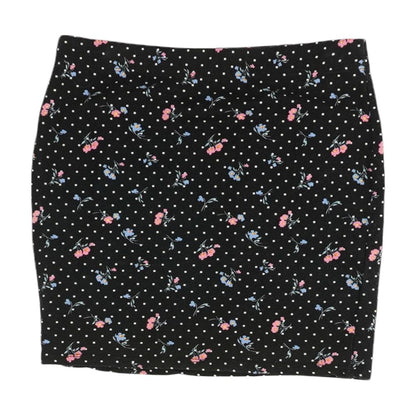 Black Floral Mini Skirt