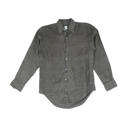 Brown Solid Long Sleeve Button Down