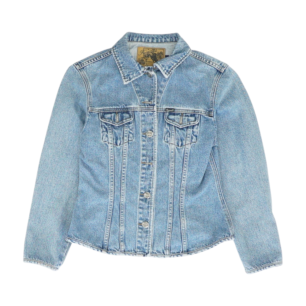 Blue Solid Denim Jacket