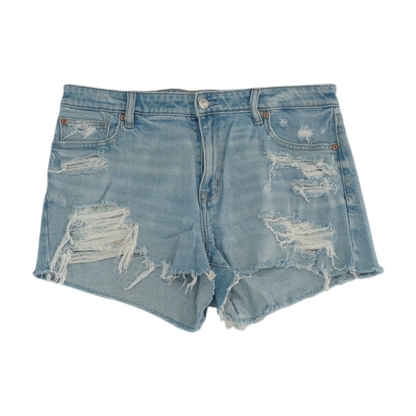 Blue Solid Denim Shorts
