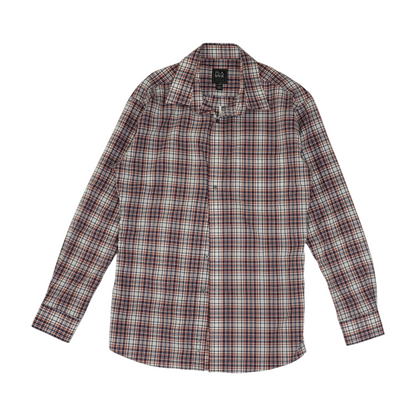 Navy Plaid Long Sleeve Button Down