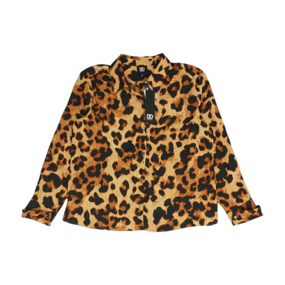 Beige Animal Print Button Down