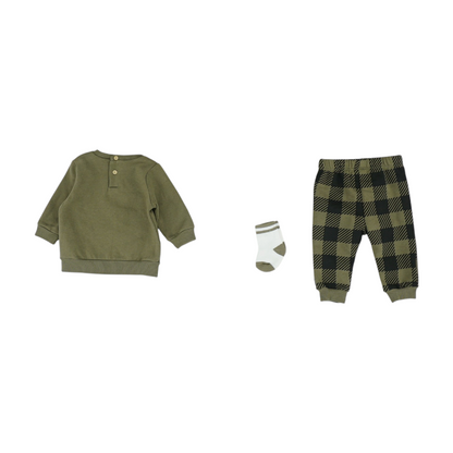 Green Plaid Long Sleeve Set