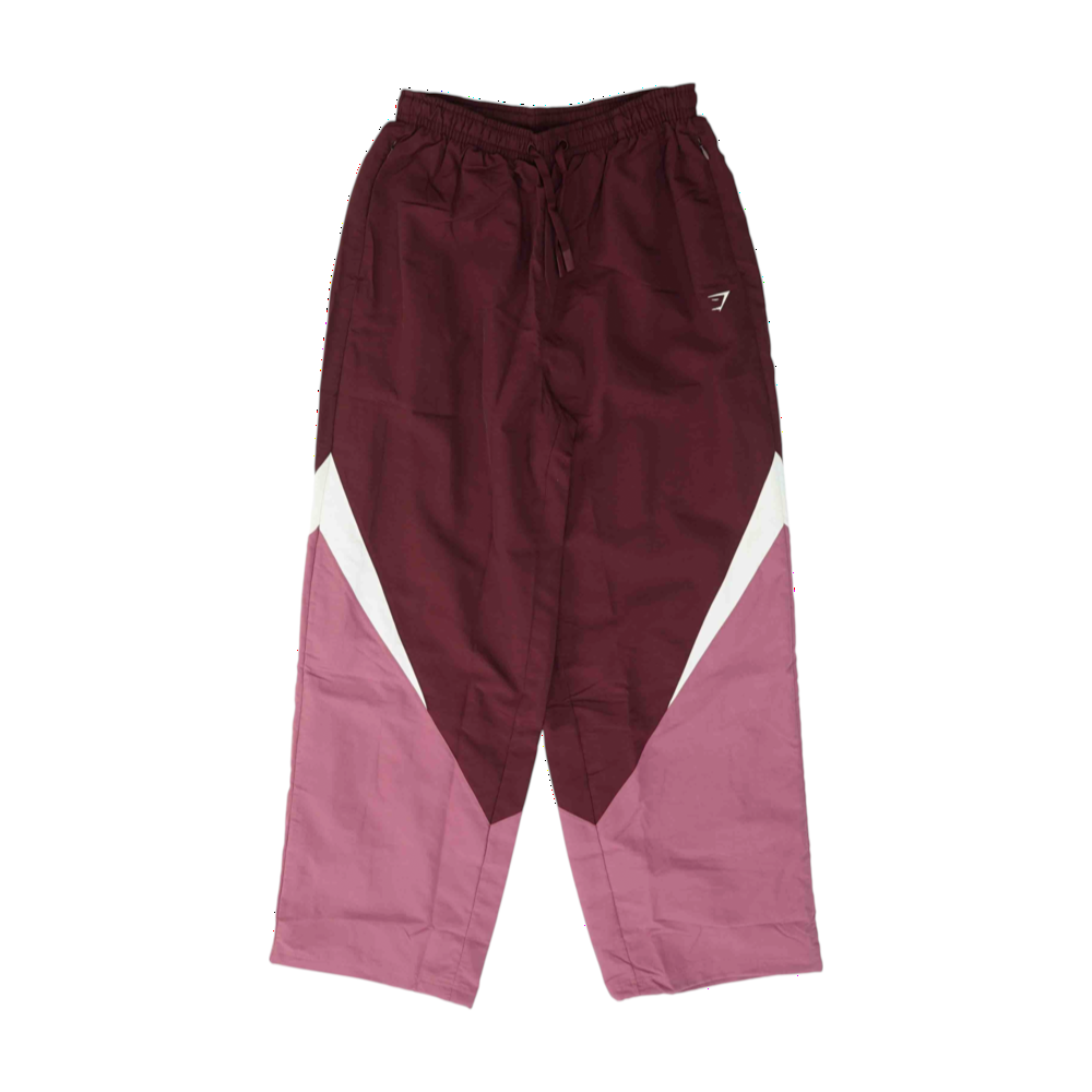 Burgundy Color Block Wide Leg Pants