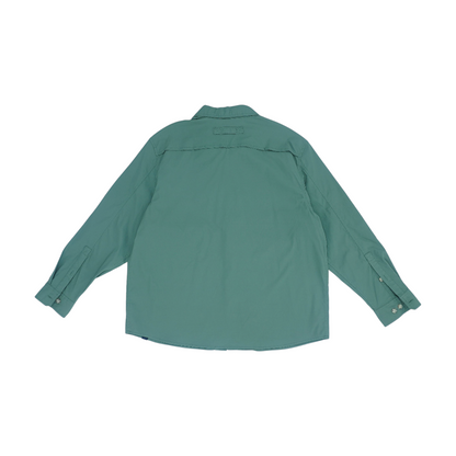 Green Solid Long Sleeve Button Down