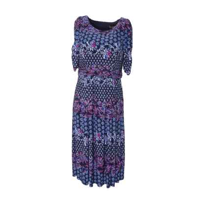 Navy Abstract Midi Dress