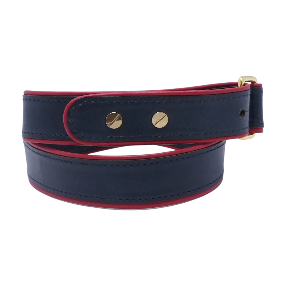 Club Monaco Navy Reversible Faux Leather Belt – Image 1