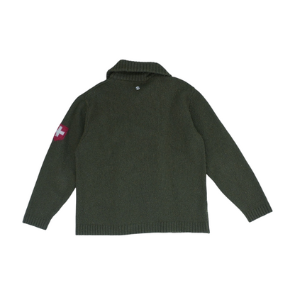 Green Solid 1/4 Zip Sweater