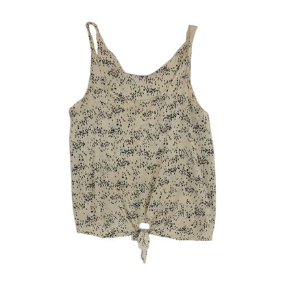 Beige Graphic Sleeveless Blouse