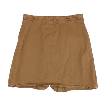 Brown Solid Midi Skirt