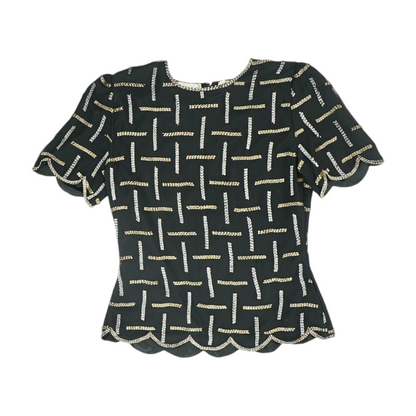 Vintage Black Abstract Blouse