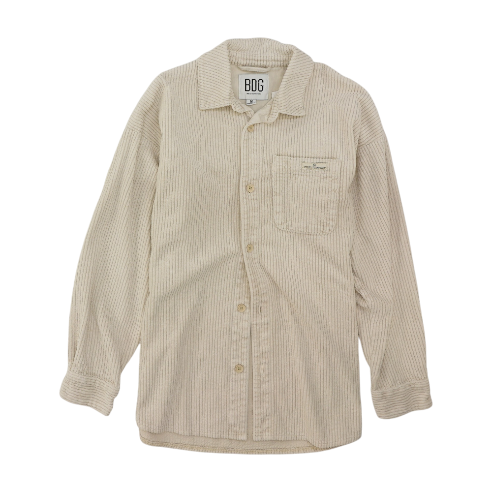 Beige Solid Flannel Button Down