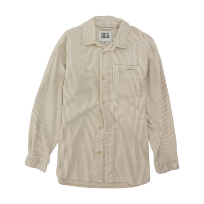 Beige Solid Flannel Button Down