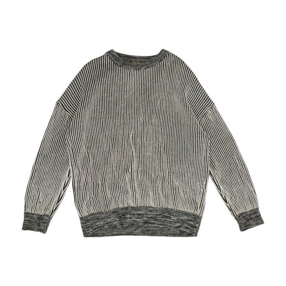 White Striped Crewneck Sweater