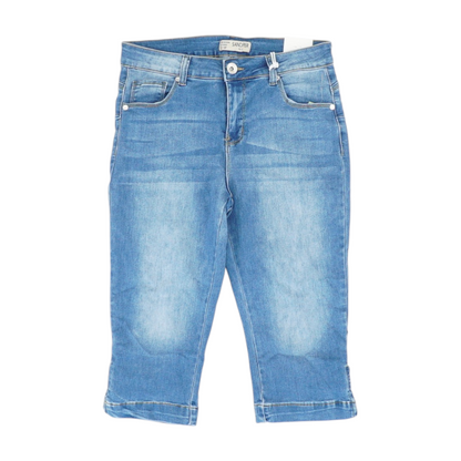 Blue Solid Denim Capris