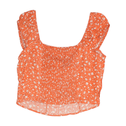 Orange Floral Cropped Blouse
