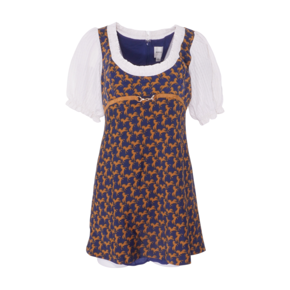 Maeve Navy Petite Graphic Mini Dress – Image 1