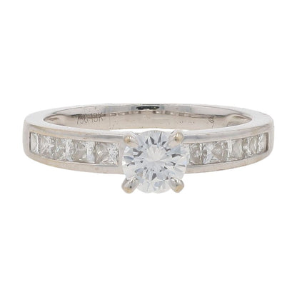 5/8 Ct 18K White Gold Diamond Center And Diamond Accented Shank Engagement Ring