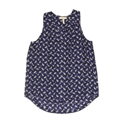 Blue Graphic Sleeveless Blouse
