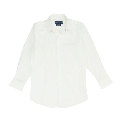 White Solid Long Sleeve Button Down