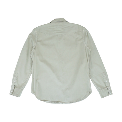 Beige Solid Long Sleeve Button Down