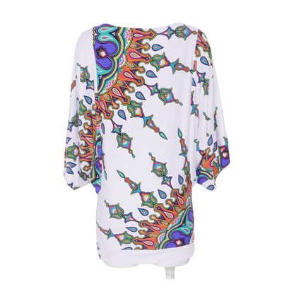 White Abstract Blouse