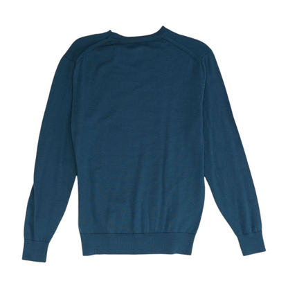 Blue Solid Pullover Sweater