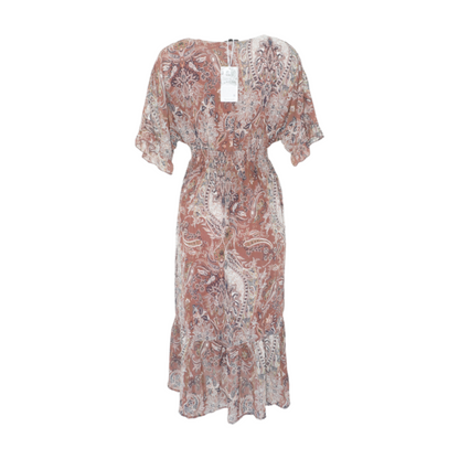 Brown Paisley Midi Dress