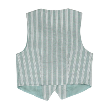 Green Striped Casual Vest