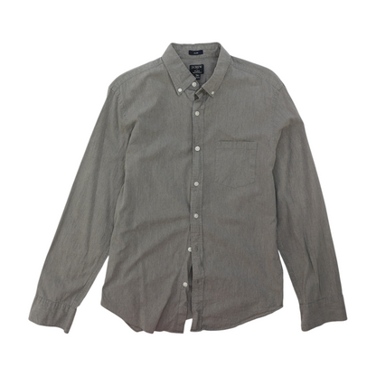 Gray Solid Long Sleeve Button Down