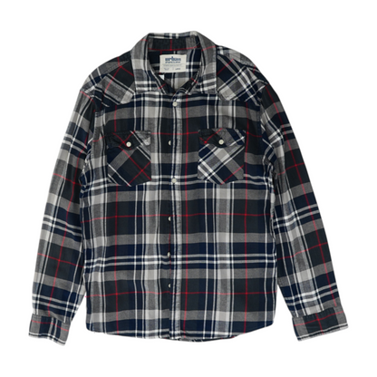 Navy Plaid Flannel Button Down