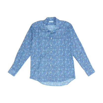 Blue Paisley Long Sleeve Button Down