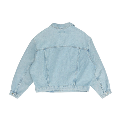 Blue Solid Denim Jacket