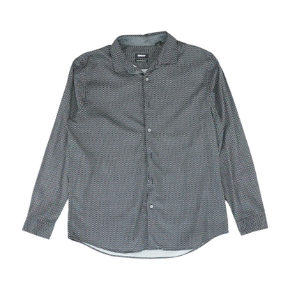 Black Geometric Long Sleeve Button Down
