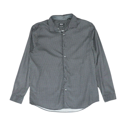 Black Geometric Long Sleeve Button Down