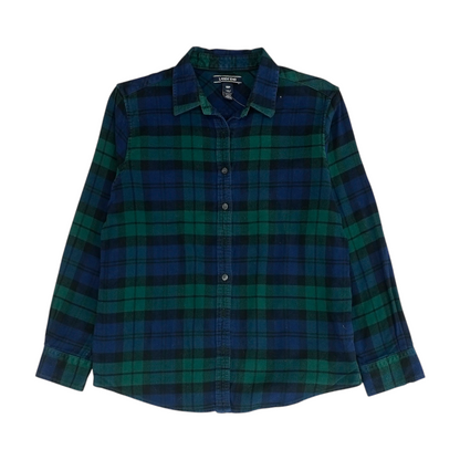 Blue Petite Plaid Flannel Button Down