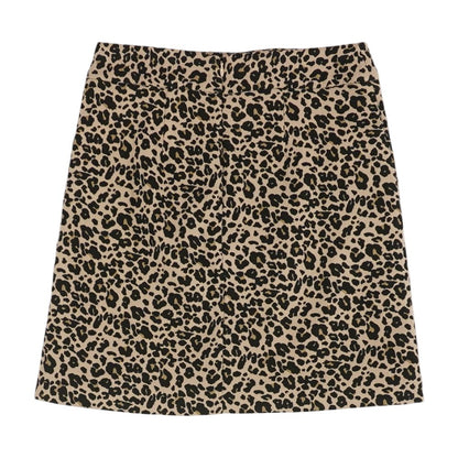 Tan Animal Print Midi Skirt