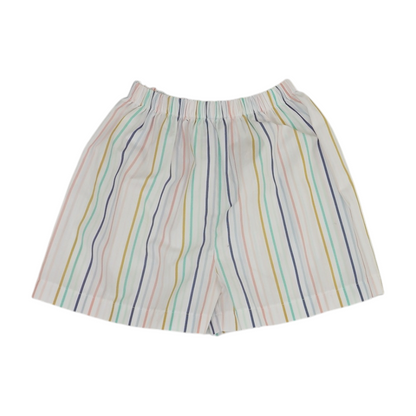 White Striped Knit Shorts